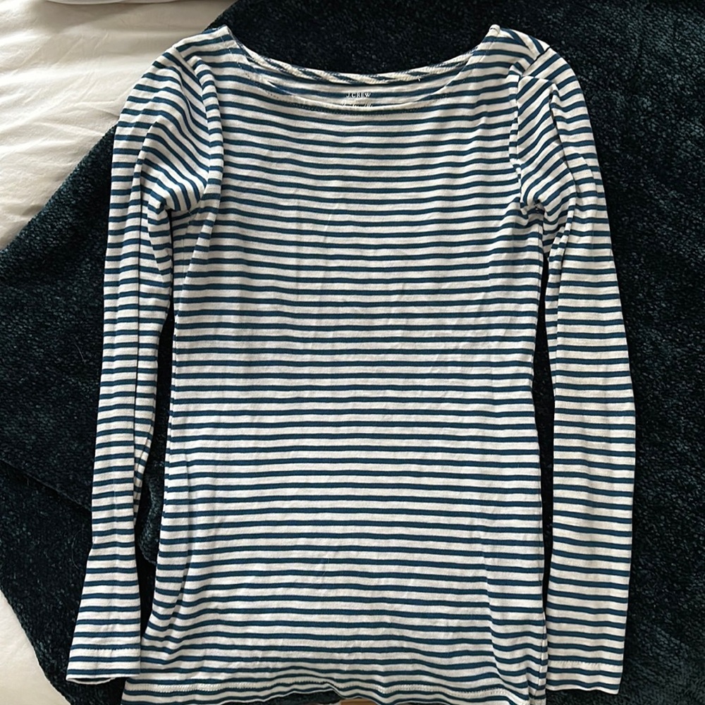 J.Crew painter tee, cerulean and white